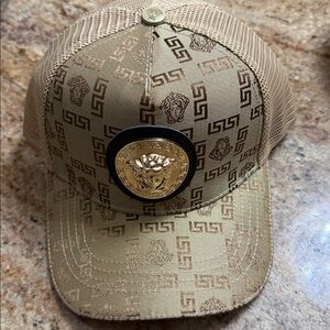 Versace CAP HAT Beige cotton/spandex unisex.